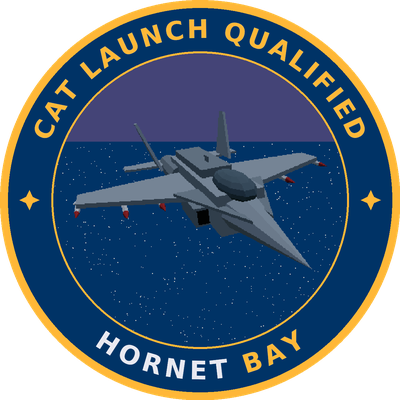 Cat Launch Qualified squadron patch: head-on Hornet roundel